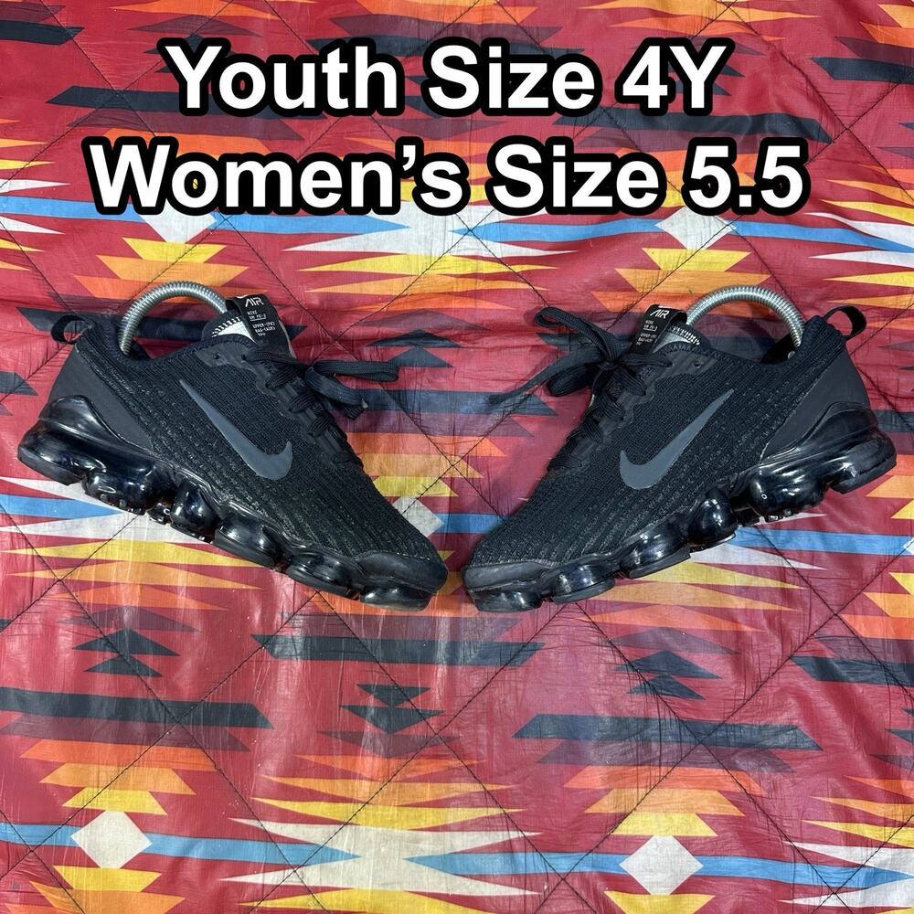 Nike Air VaporMax Flyknit 3 Youth Sz 4Y Women’s Sz 5.5 Black Shoes BQ5238-001